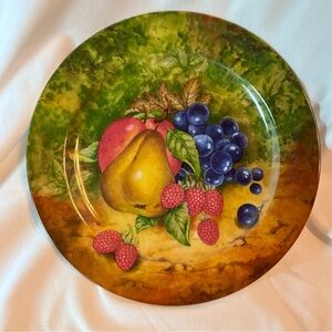 Vintage Romance Limoges France Signed Porcelain Fruit Still Life Pattern Plate